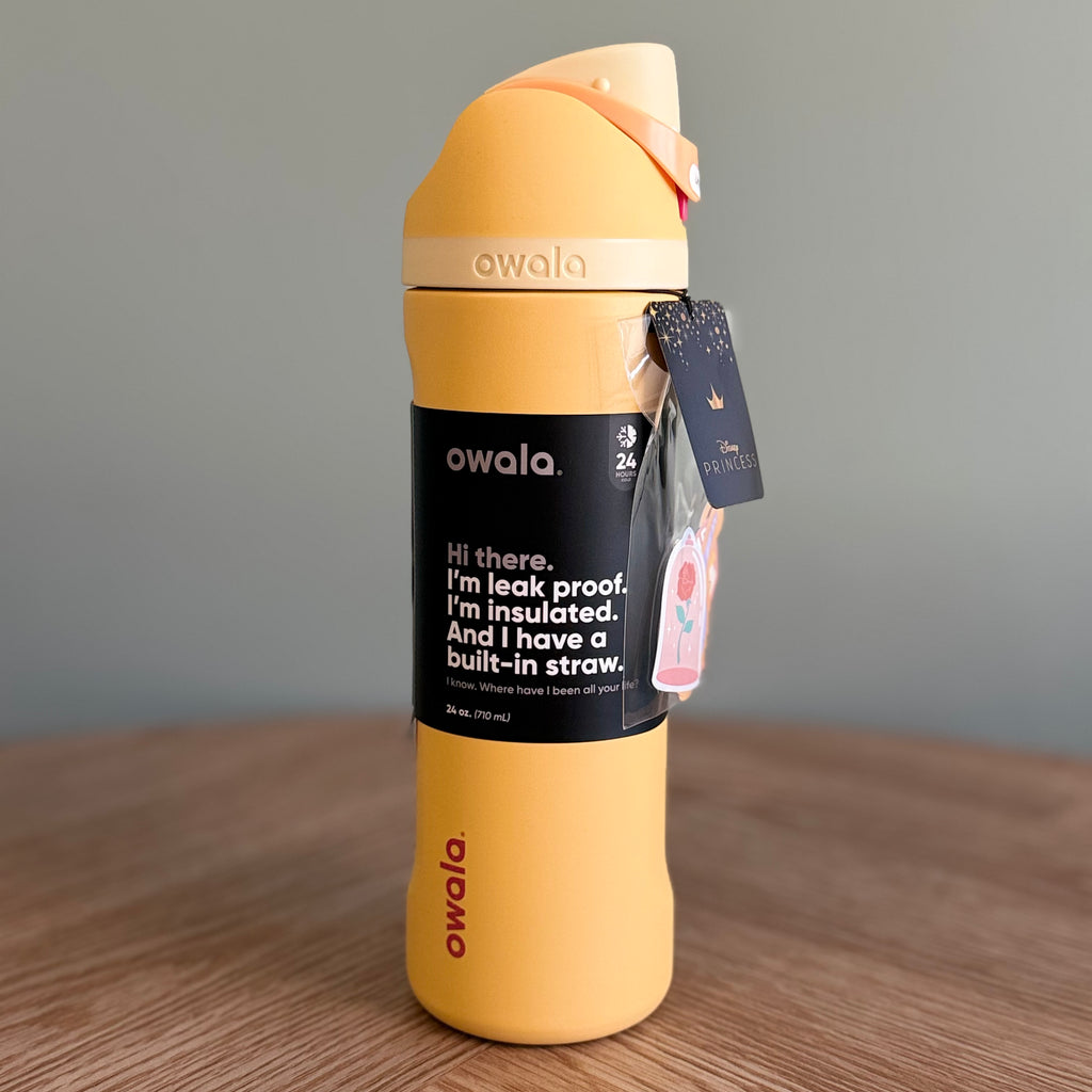 Owala FreeSip 24oz Disney Princess RapunzelEdition Bottle - Yellow/Gold - Fast UK EU Delivery