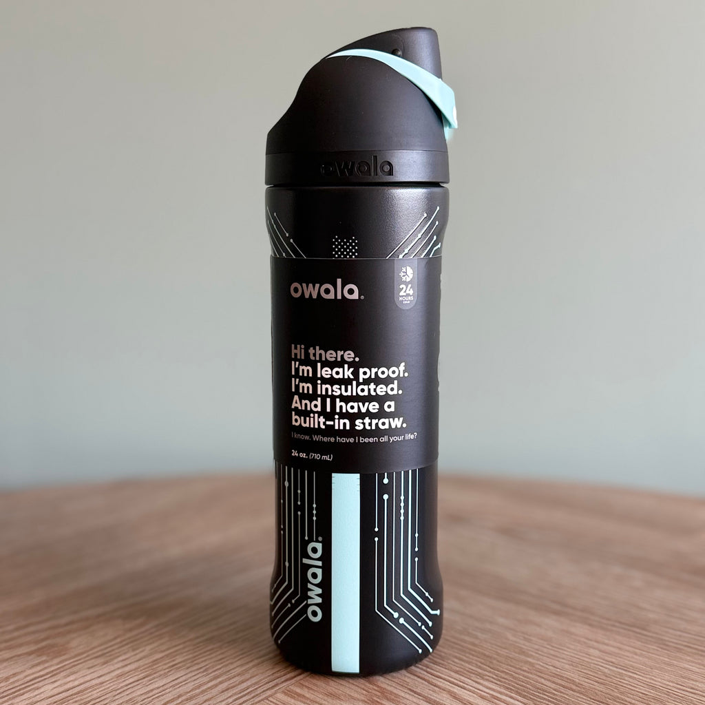 Owala FreeSip 24oz TRON Glow in the Dark Limited Edition Bottle - Black - Fast UK EU Delivery