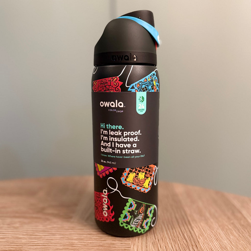 Owala FreeSip Amor Y Vida 32oz (710ml) Color Drop Water Bottle Black Dia de Muertos