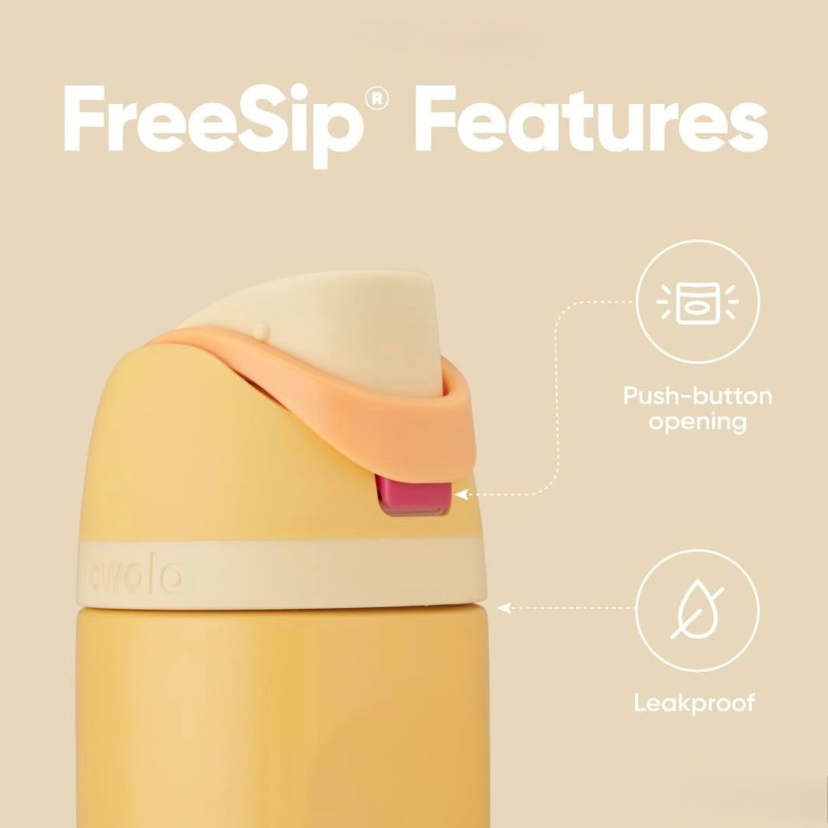 Owala FreeSip 24oz Belle Disney Princess Water Bottle Push-Button Opening Leakproof
