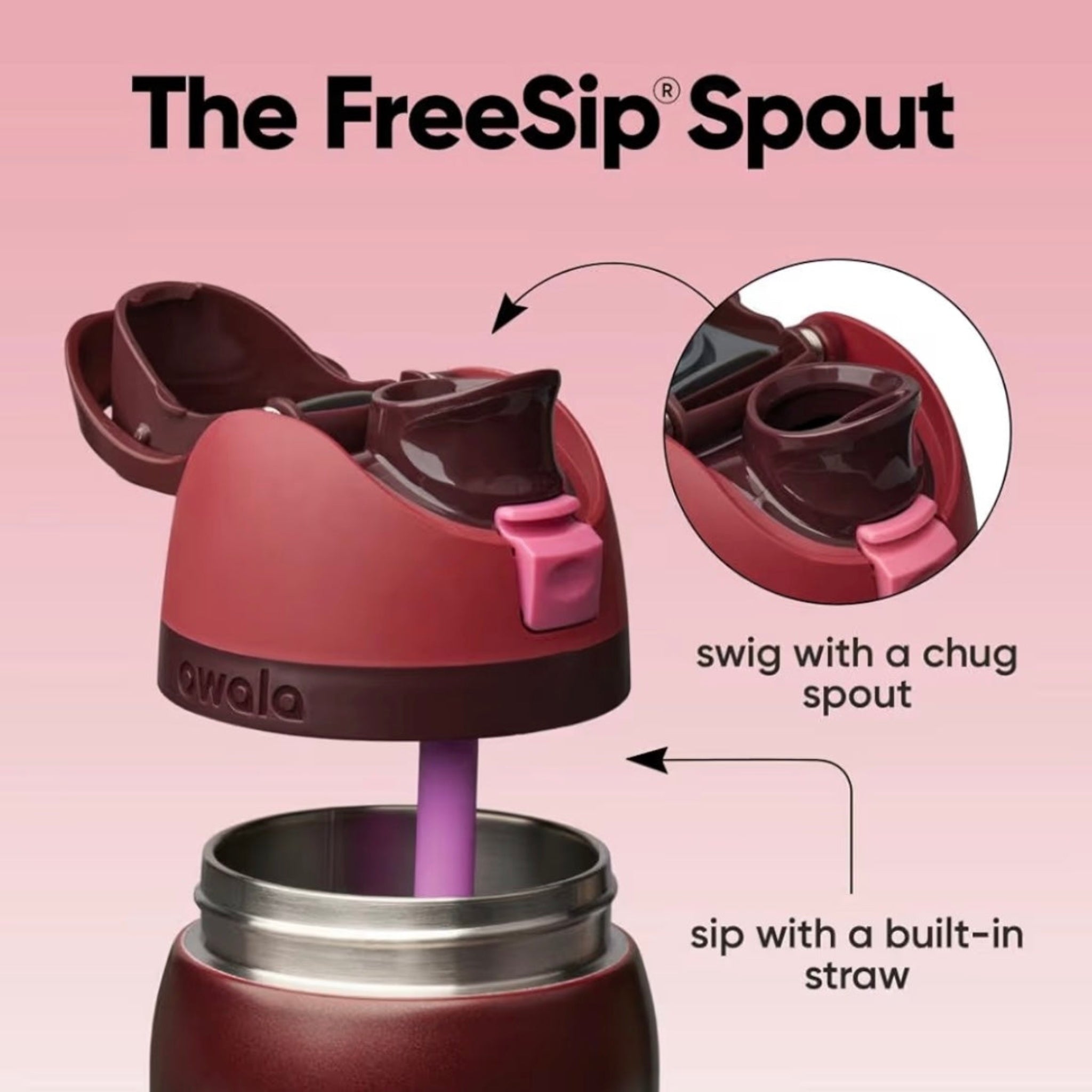 Buy Owala FreeSip Black Cherry UK | FreeSip Sway Tumbler & Twist