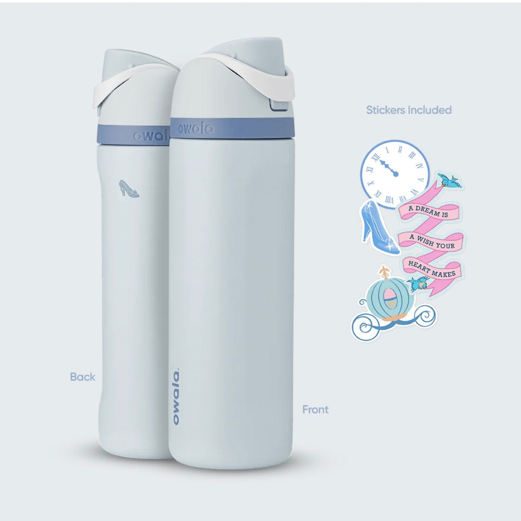 Owala FreeSip 24oz Cinderella Disney Princess Water Bottle Blue with Stickers