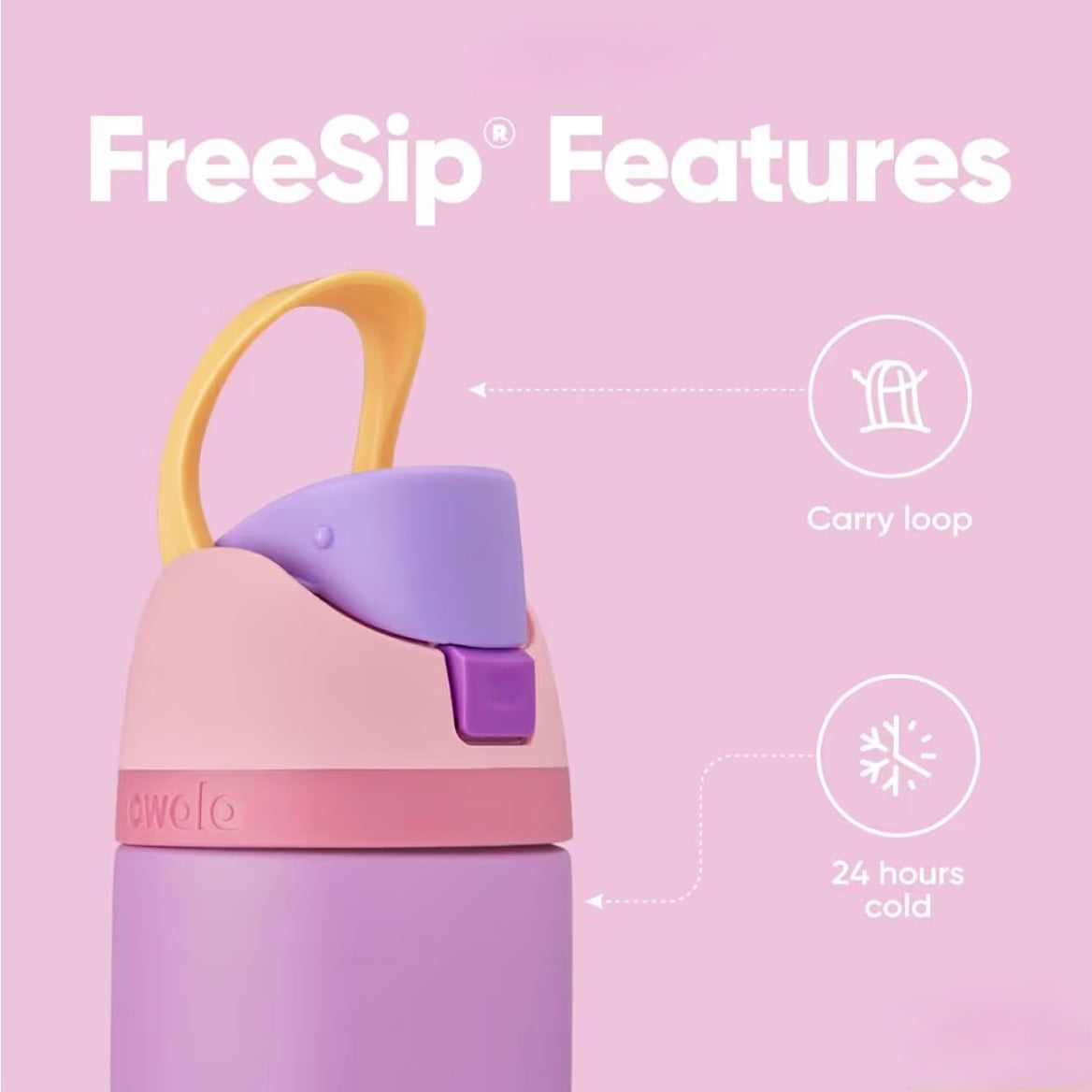 Owala FreeSip 24oz Rapunzel Disney Princess Insulated Water Bottle 24 Hours Cold Carry Loop