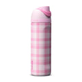 Owala FreeSip 24oz Highland Pink Plaid Water Bottle Pink White UK EU