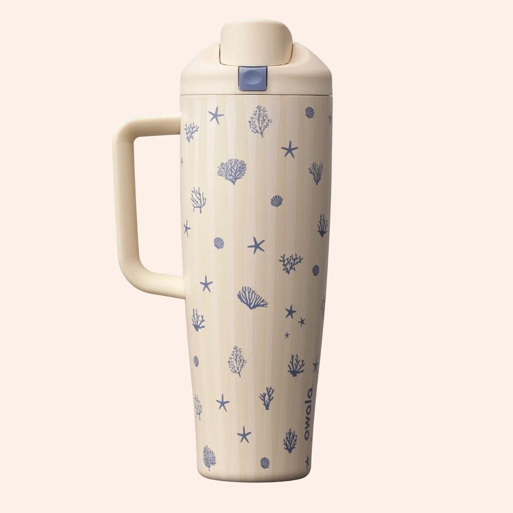 Owala FreeSip Tumbler 40oz Birthday Beach Bash - Coral Cobana - Biege/Blue - Genuine UK stock 