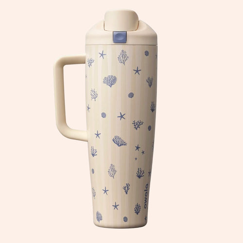 Owala FreeSip Tumbler 40oz Birthday Beach Bash - Coral Cobana - Biege/Blue - Genuine UK stock 