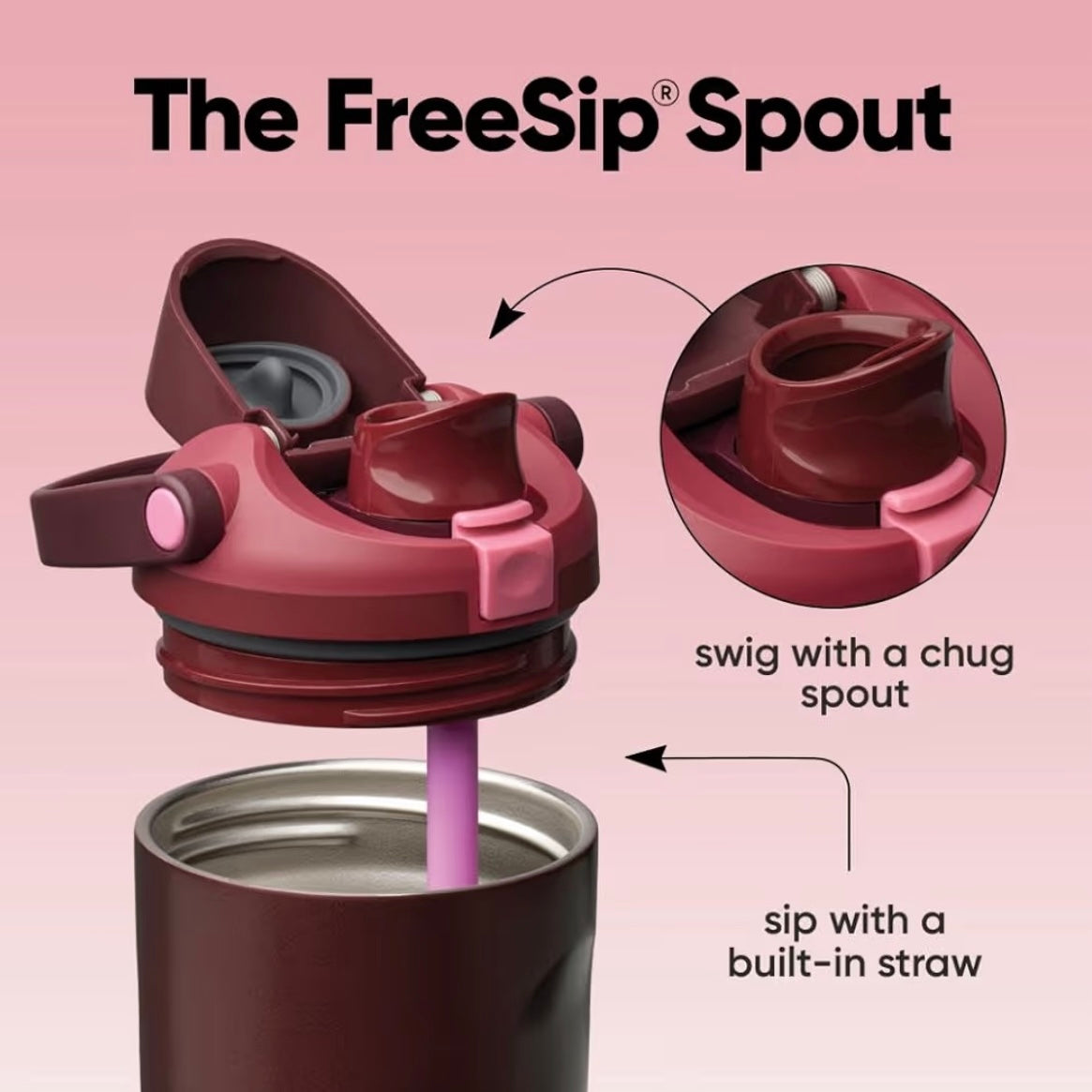 Owala FreeSip Sway 40oz Black Cherry Water Bottle Swig or Sip FreeSip Spout Purple Straw