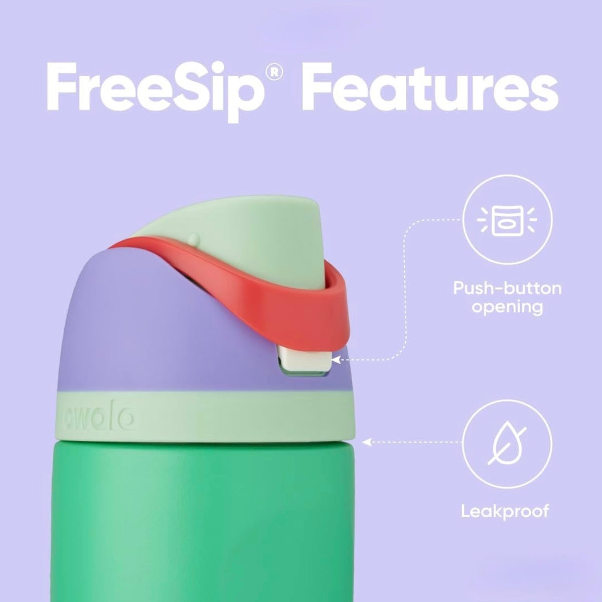 Owala FreeSip 24oz Ariel Disney Princess Water Bottle Push-Button Opening Leakproof