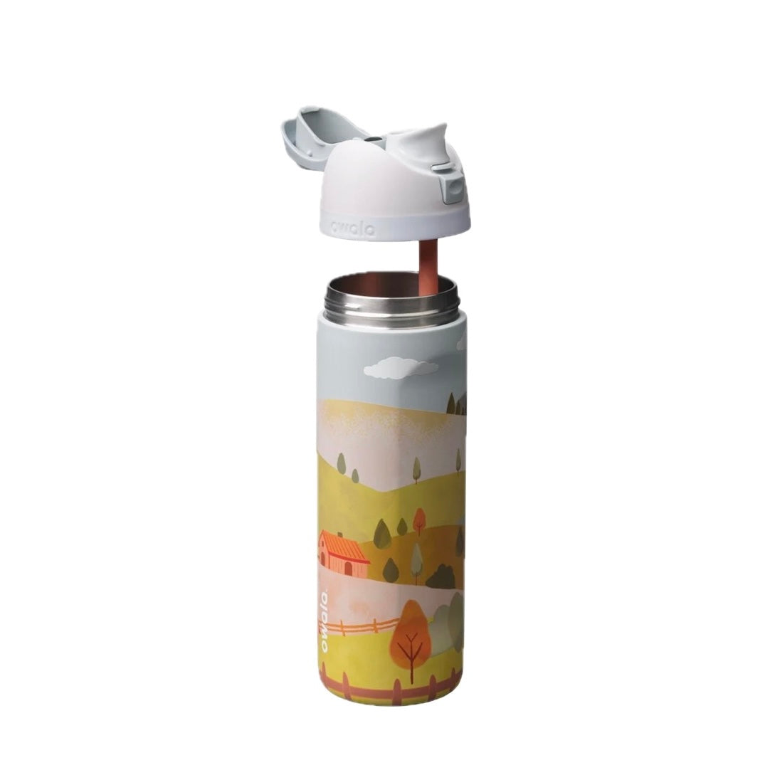 Owala FreeSip 24oz Color Drop Autumn Ridge Road Water Bottle Open Lid Orange Straw