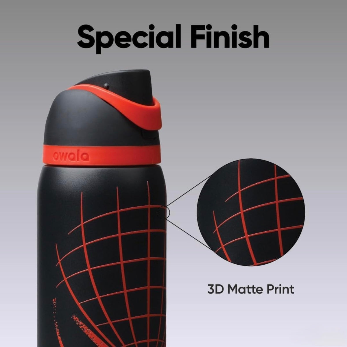 Owala FreeSip 32oz Spider-Man Night Watch Marvel Water Bottle Special Finish 3D Matte Print