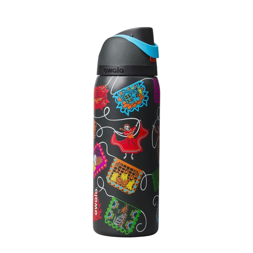 Owala FreeSip 32oz Amor Y Vida Color Drop Water Bottle Black Día de los Muertos
