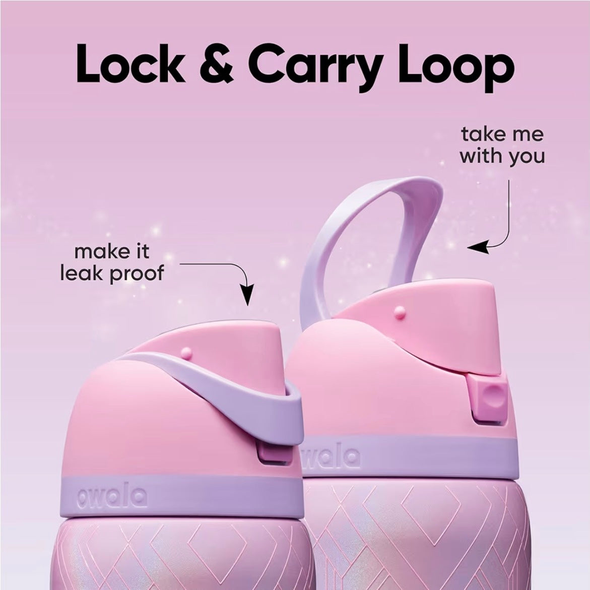 Owala FreeSip Wicked Glinda Pearlescent Pink Shimmer 32oz Bottle