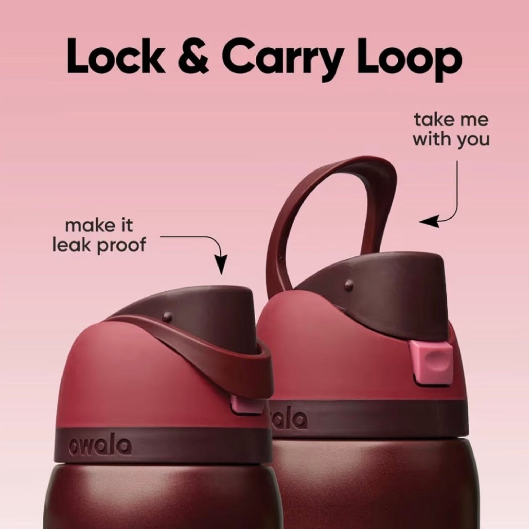 Owala FreeSip 24oz Black Cherry US Exclusive Bottle - Burgundy - Lock & Carry Loop