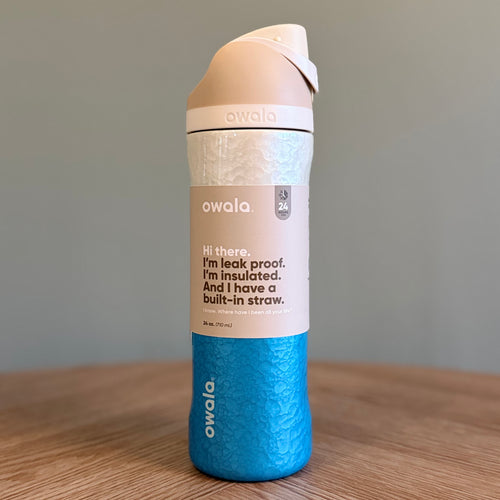 Owala FreeSip 24oz Birthday Beach Bash - Rolling In - Biege/Blue - In Stock Now