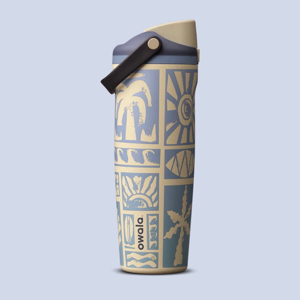 Owala FreeSip Sway 30oz Birthday Beach Bash - Vintage Surf - Blue/Tan - Genuine UK Stock