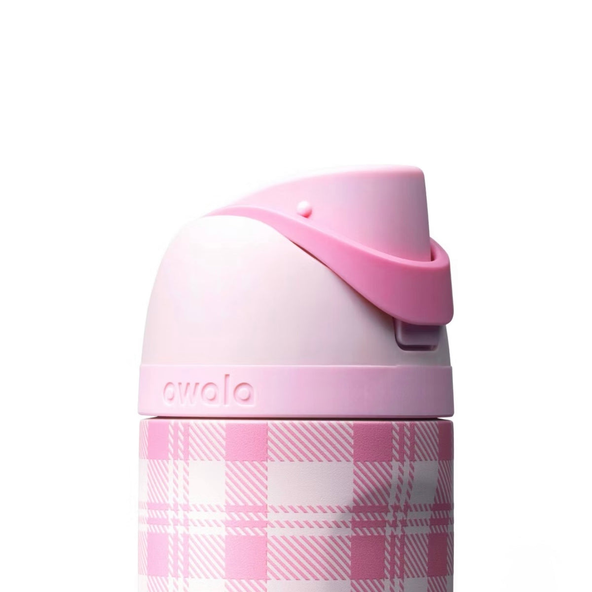 Owala FreeSip 24oz Highland Pink Plaid Water Bottle Push-Button Opening Leakproof