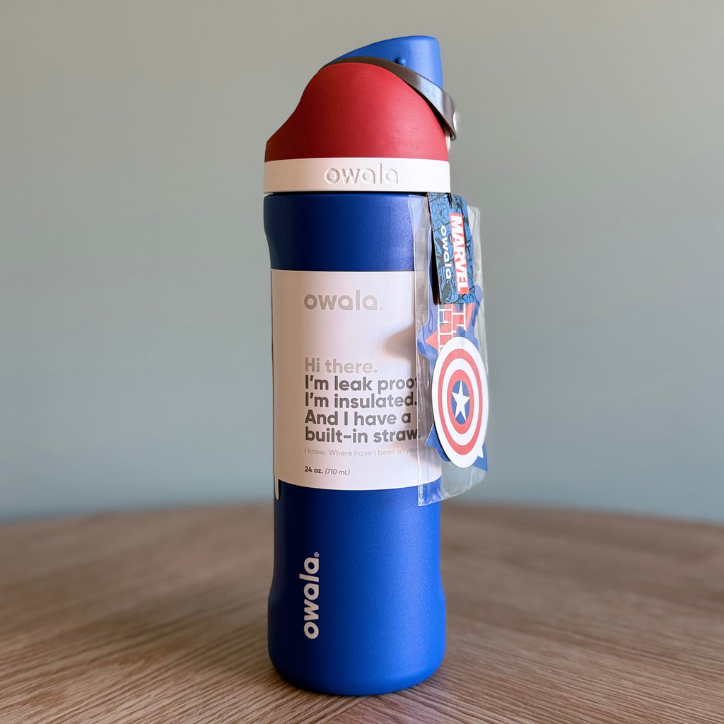 Owala FreeSip 24oz Marvel Captain America Limited Edition Bottle - Red/Blue - Stickers