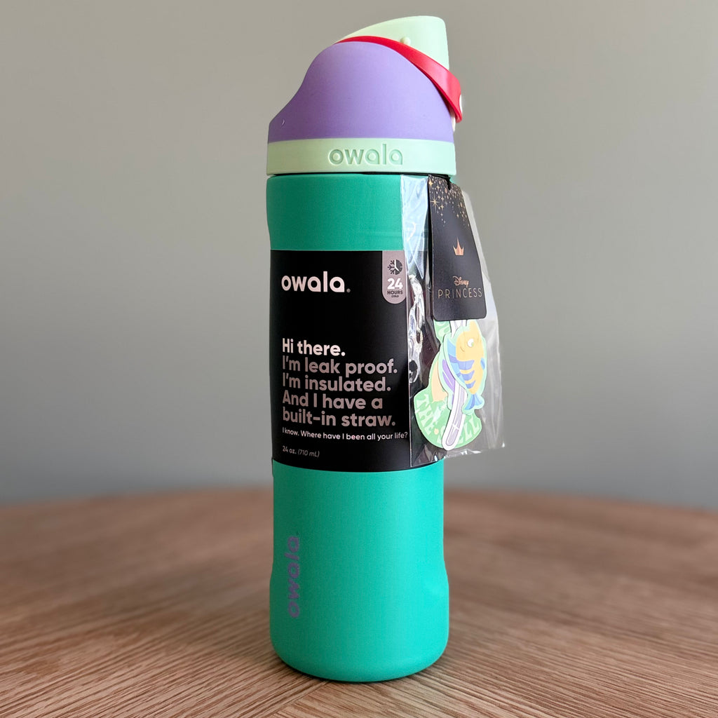 Owala FreeSip 24oz Disney Princess Ariel Limited Bottle - Green and Purple - Fast UK EU Delivery
