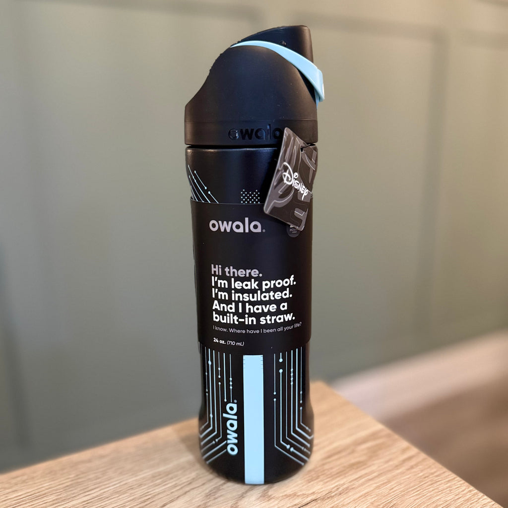 Owala FreeSip 24oz TRON Stainless Steel Insulated Water Bottle Black & Blue Circuits UK