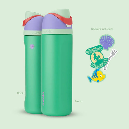 Owala FreeSip 24oz Ariel Disney Princess Water Bottle Green with Stickers