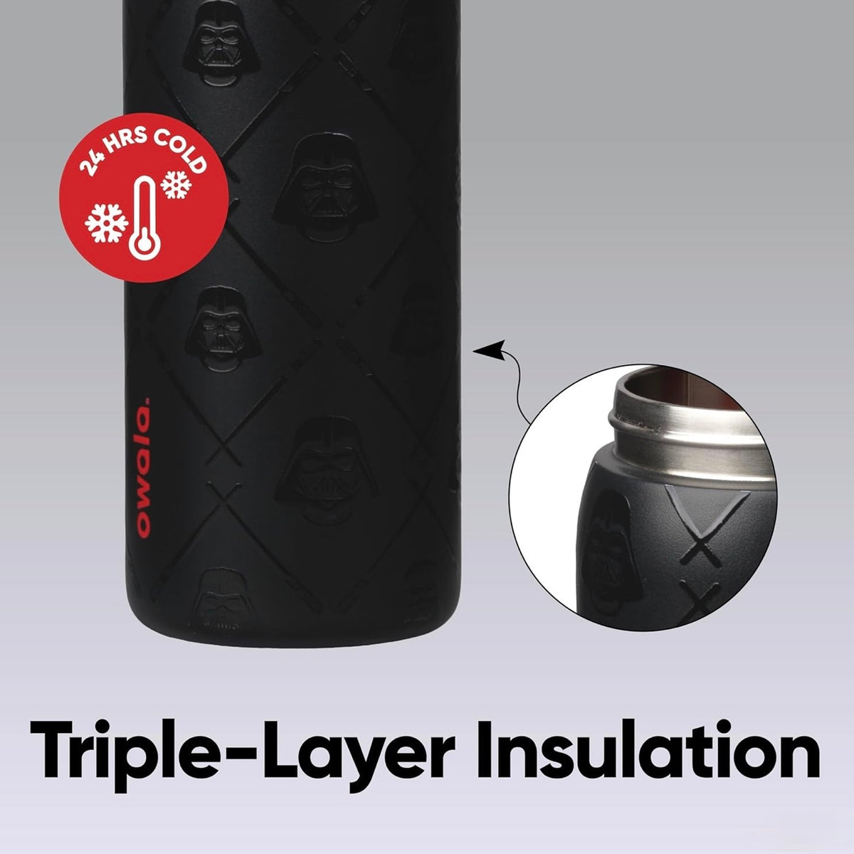 Owala FreeSip 32oz Darth Vader Star Wars Triple-Layer Insulation Water Bottle 24 Hours Cold