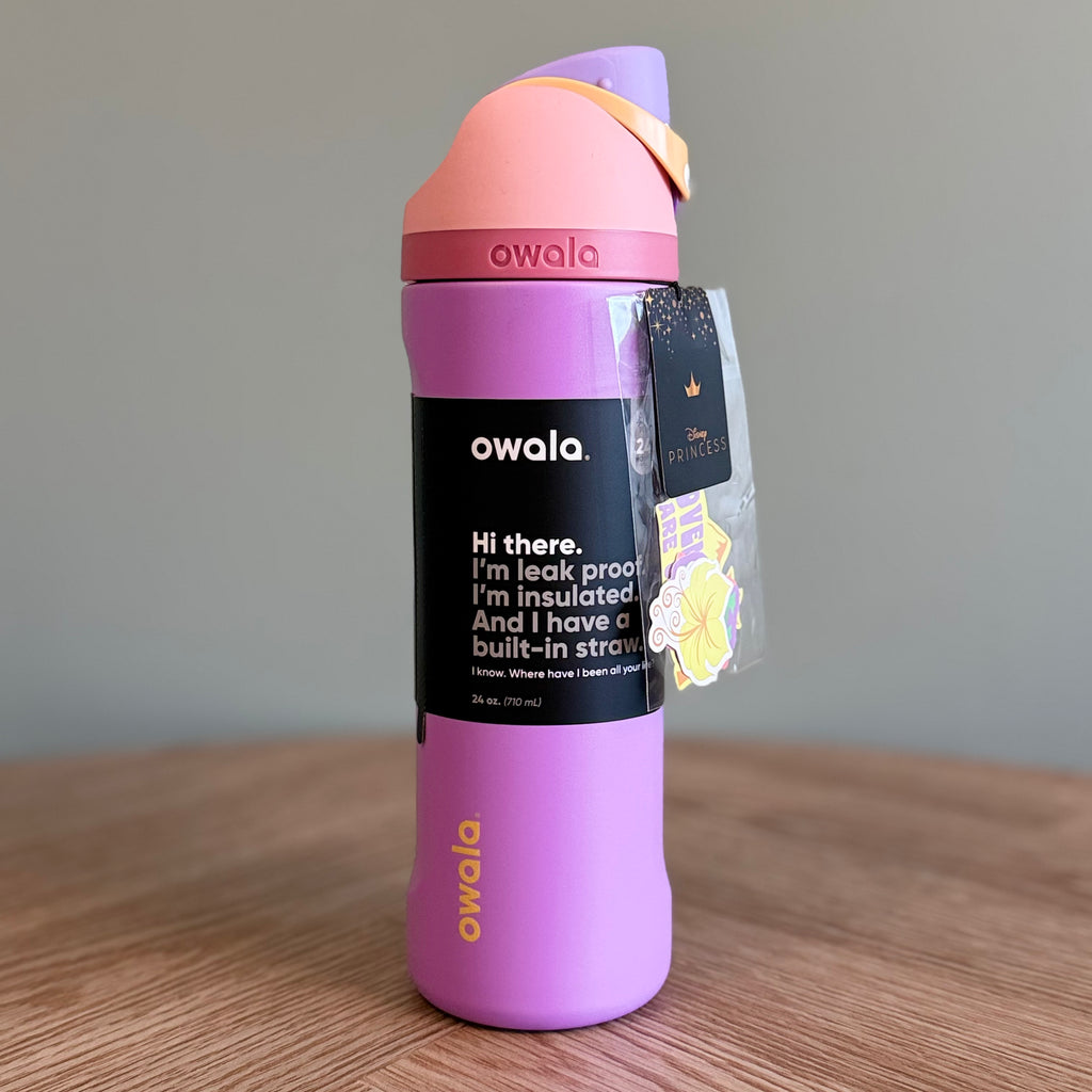 Owala FreeSip 24oz Disney Princess Rapunzel Bottle - Purple and Pink - Fast UK EU Delivery