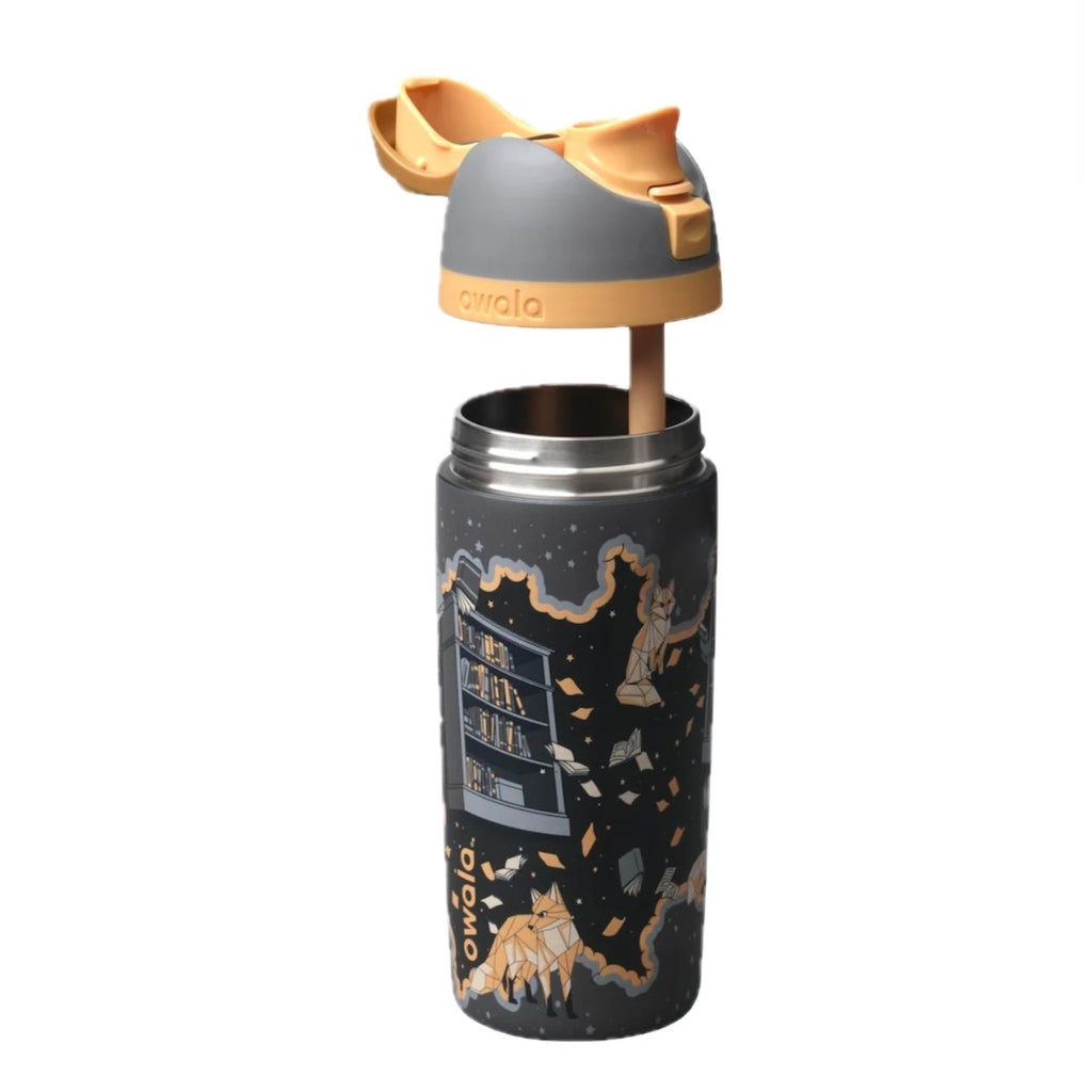 Owala FreeSip 30oz Sway Color Drop Book Club Book Worm Water Bottle Open Lid & Built in Yellow Straw 