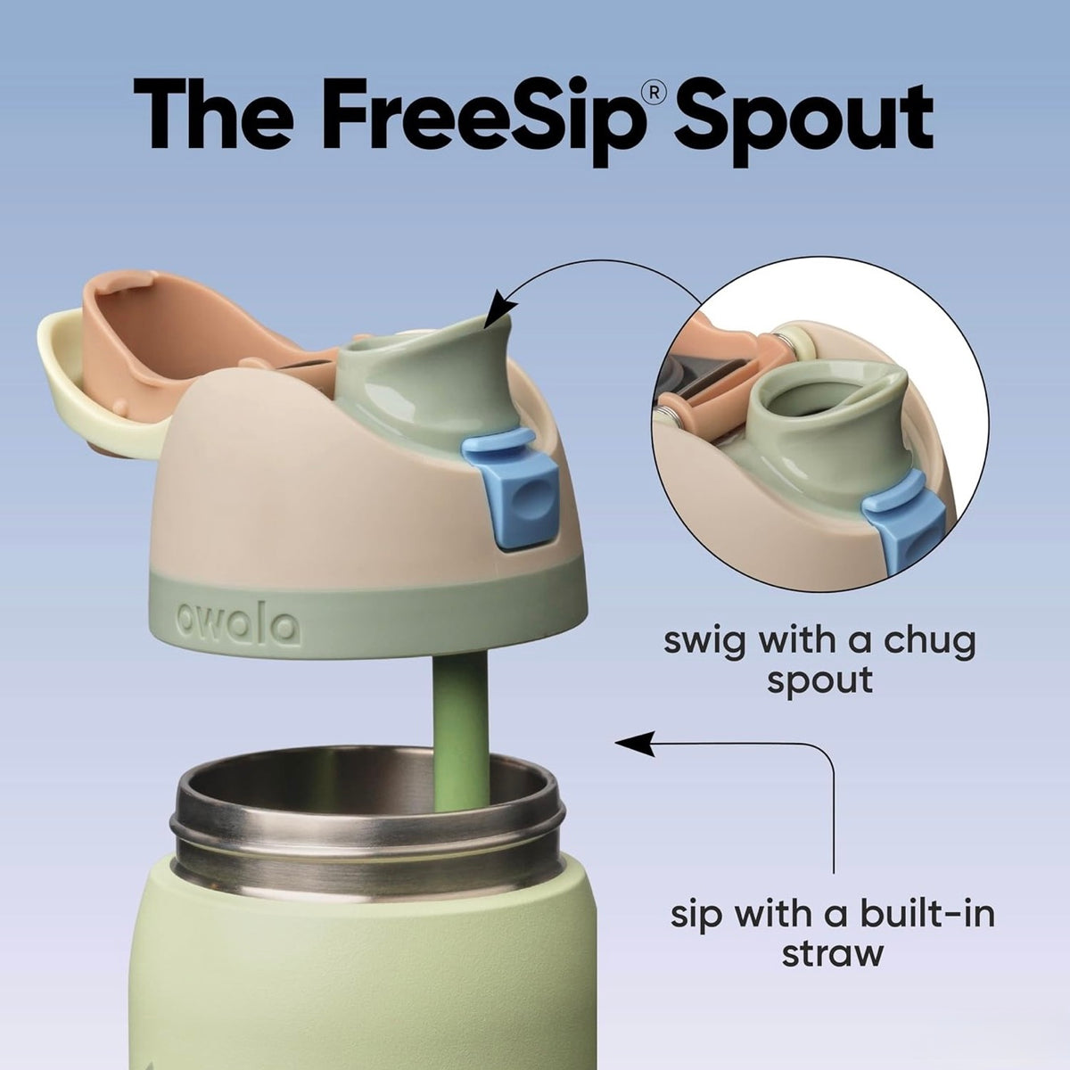 Owala FreeSip 32oz Grogu Star Wars Water Bottle FreeSip Spout Swig Or Sip With A Built-In Straw