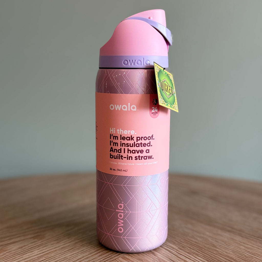 Owala FreeSip Wicked Glinda Pearlescent Pink Shimmer 32oz Bottle