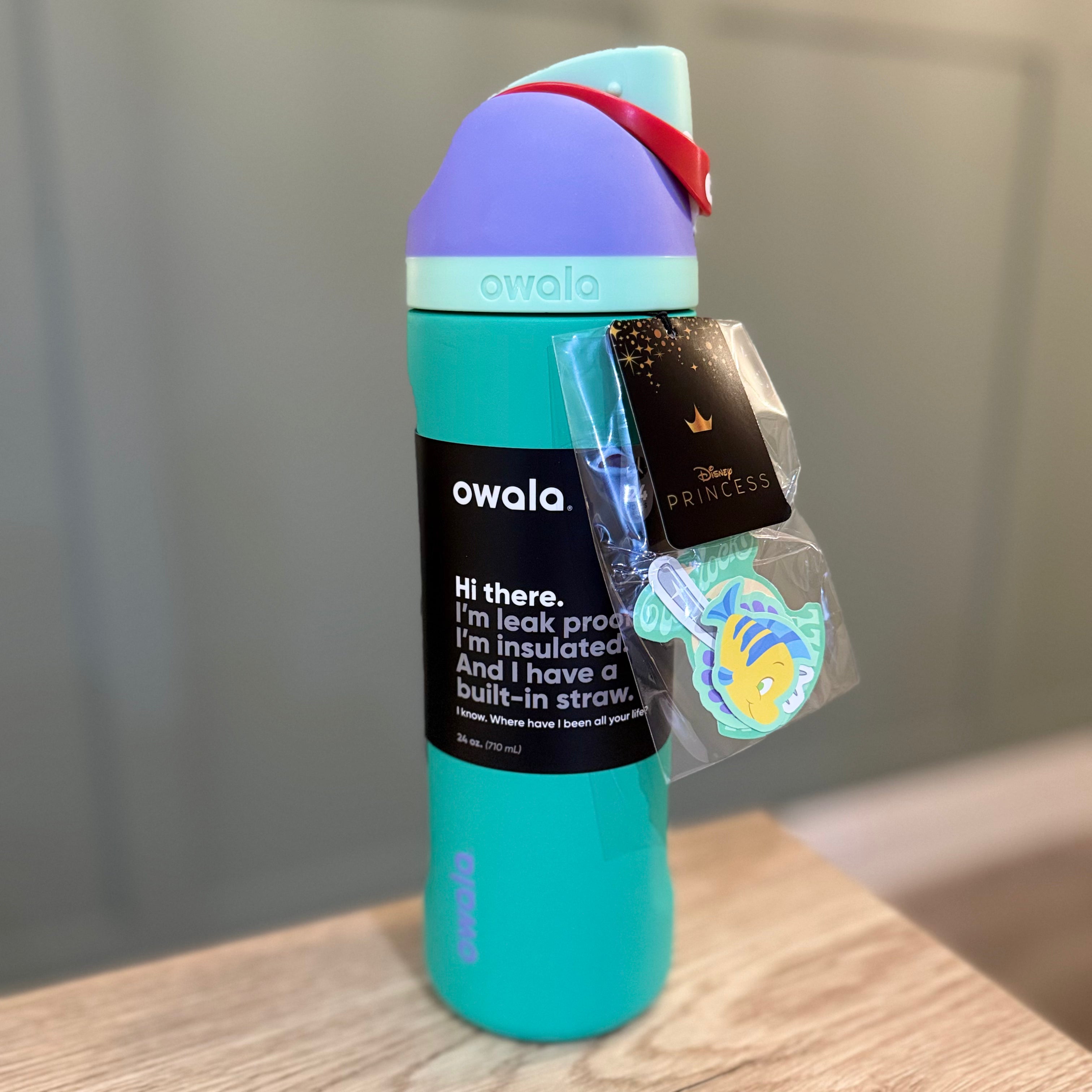 Owala FreeSip 24oz Princess Ariel Water Bottle Teal Little Mermaid