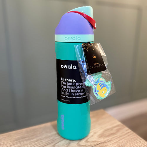 Owala FreeSip 24oz Princess Ariel Water Bottle Teal Little Mermaid