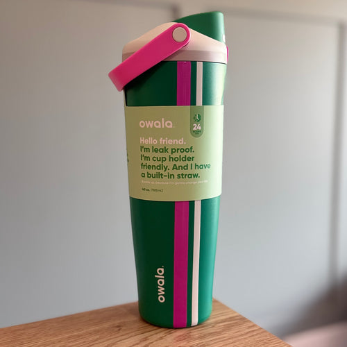 Owala FreeSip Sway 40oz Birthday Beach Bash - Vacation Mode - Green & Pink - In Stock Now