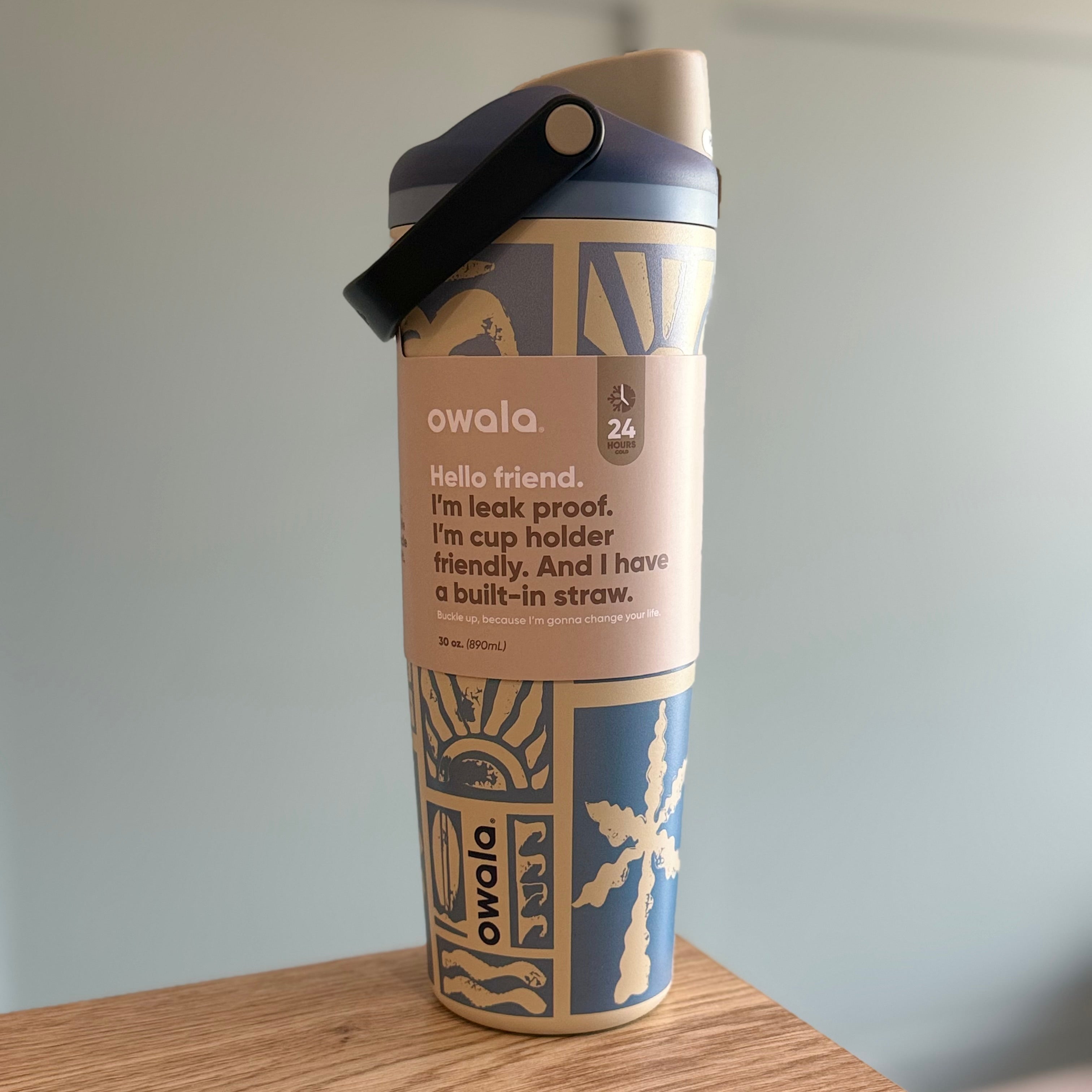 Owala FreeSip Sway 30oz Birthday Beach Bash - Vintage Surf - Blue/Tan - In Stock Now