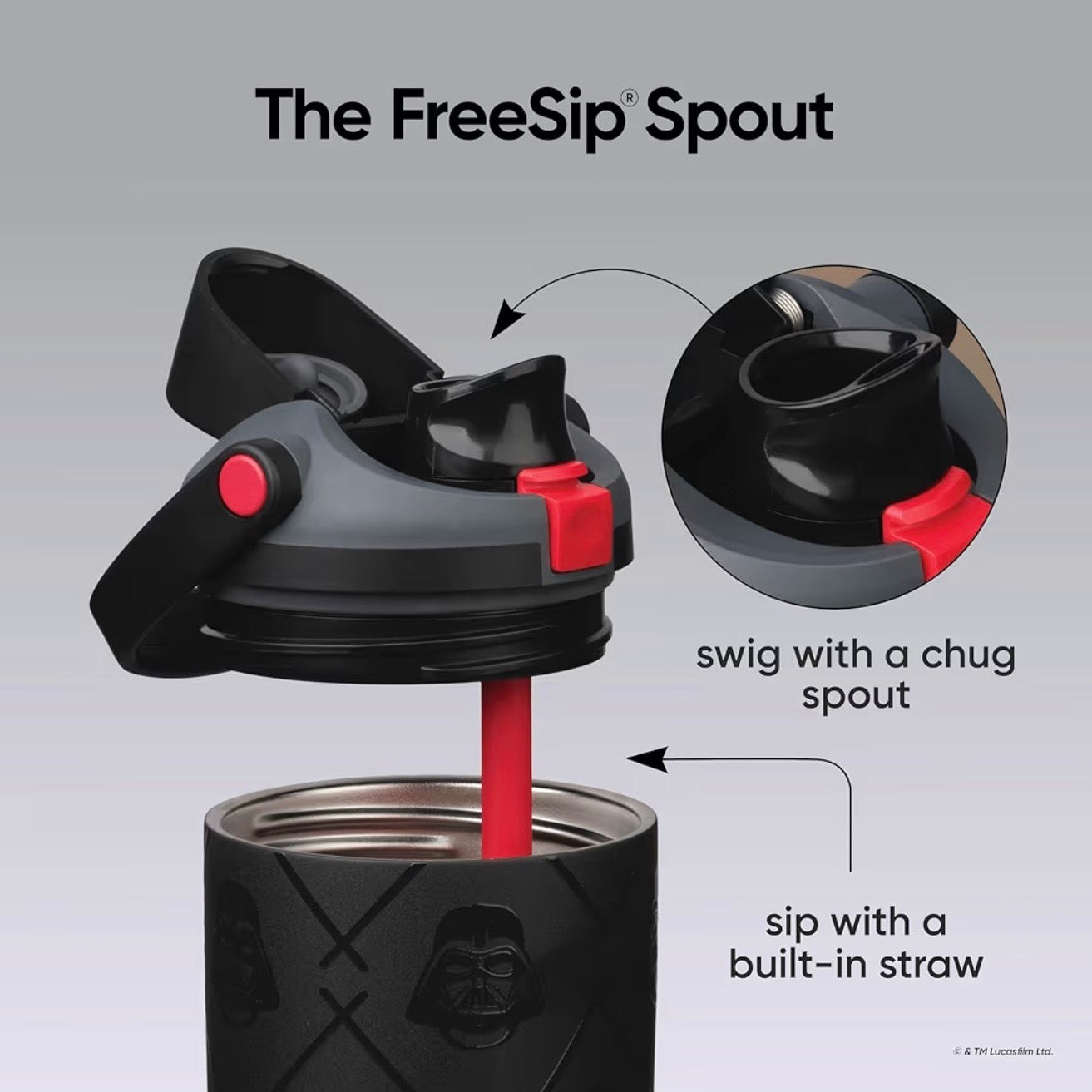 Owala FreeSip Sway 30oz Star Wars Darth Vader - Black/Red - Order Now - Patented FreeSip Spout