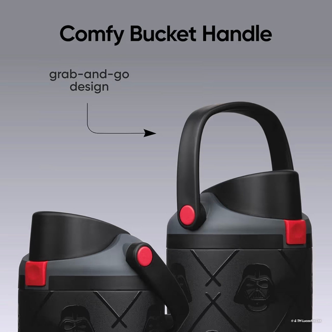 Owala FreeSip Sway 30oz Star Wars Darth Vader - Black/Red - Comfy Bucket Handle - Grab and Go