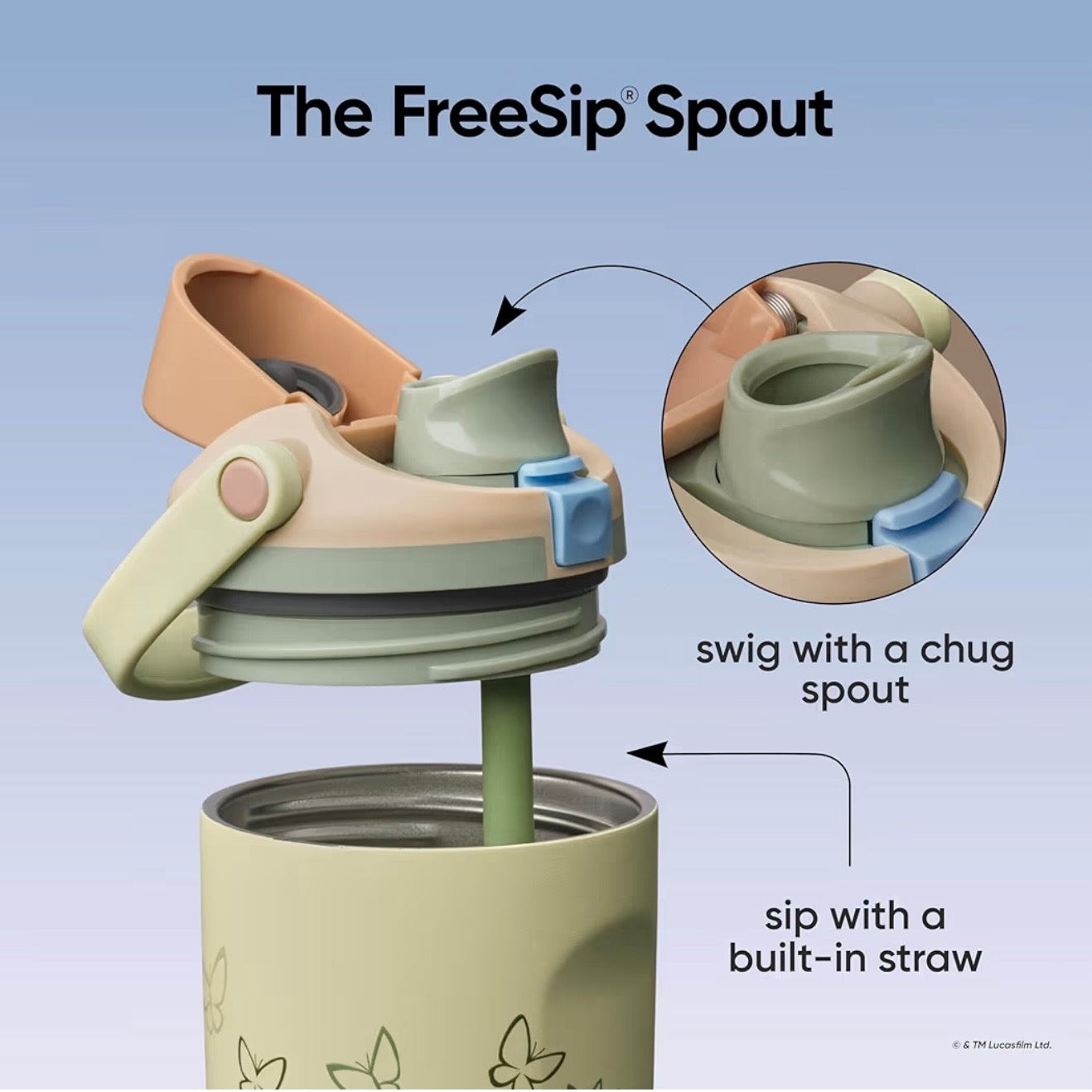 Owala FreeSip Sway 30oz Star Wars GroGu Baby Yoda - Light Green - Patented FreeSip Spout - Sip or Swig