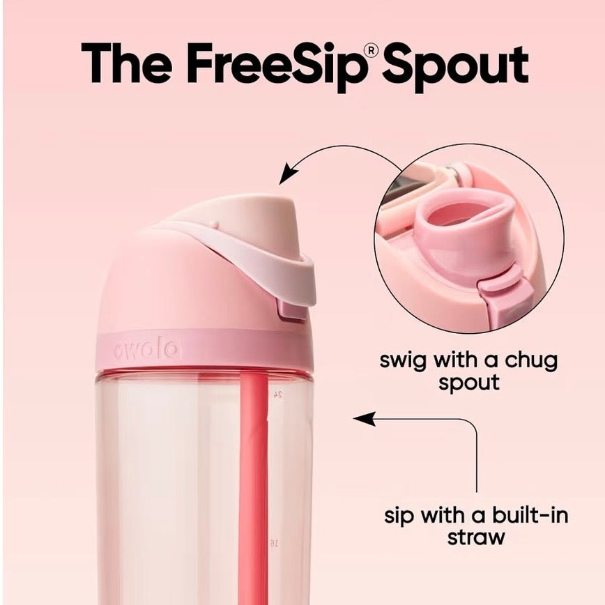 Owala FreeSip Tritan Plastic 25oz in Rose Quartz - Pink & Clear - Sip or Swig