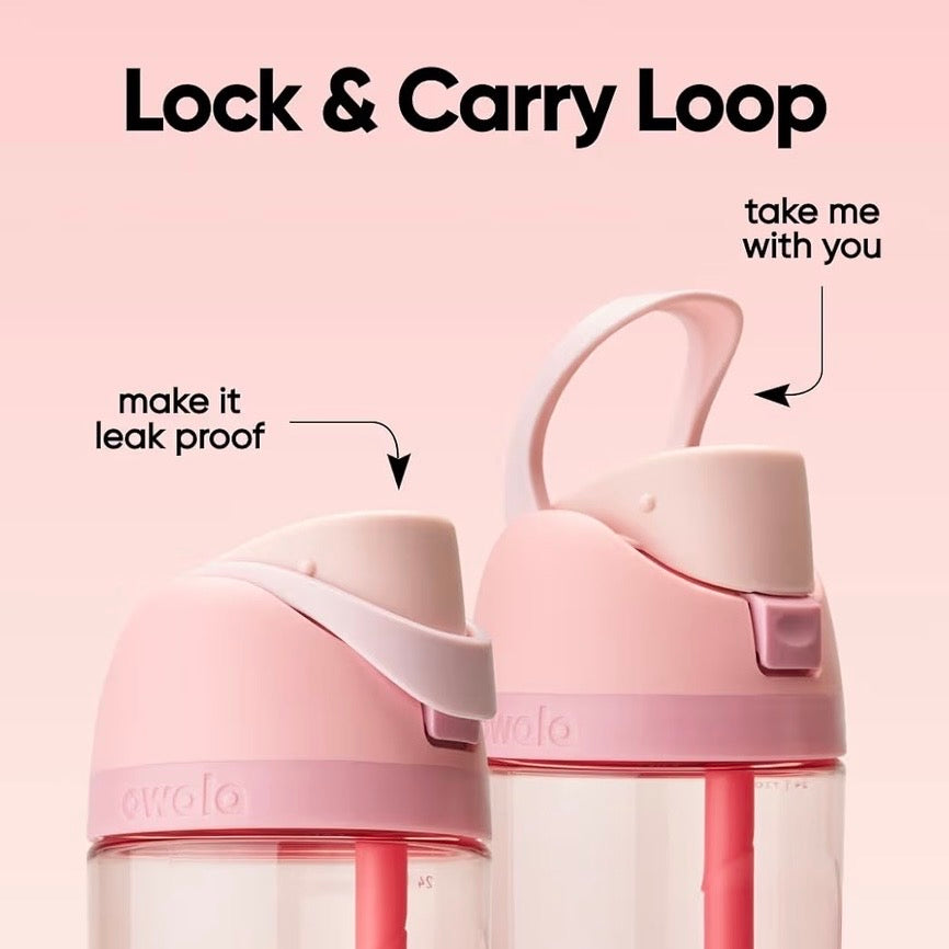 Owala FreeSip Tritan Plastic 25oz in Rose Quartz - Pink & Clear - Lock and Carry Loop