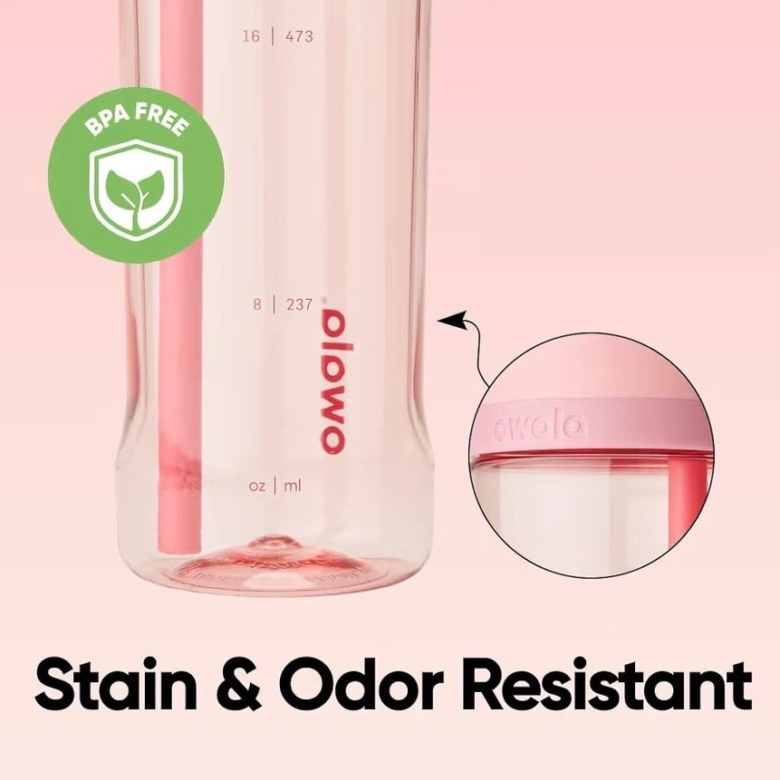 Owala FreeSip Tritan Plastic 25oz in Rose Quartz - Pink & Clear - Stain & Odor Resistant