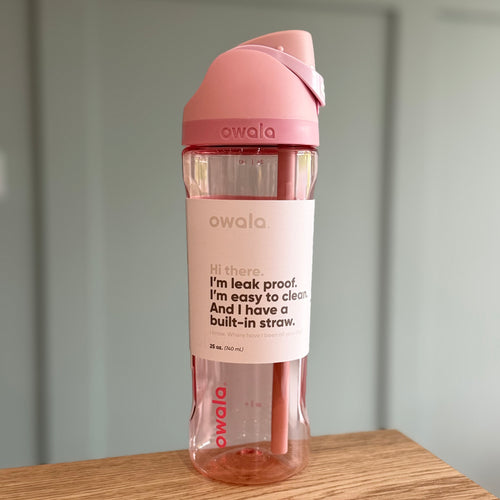 Owala FreeSip Tritan Plastic 25oz in Rose Quartz - Pink & Clear - Fast UK Delivery