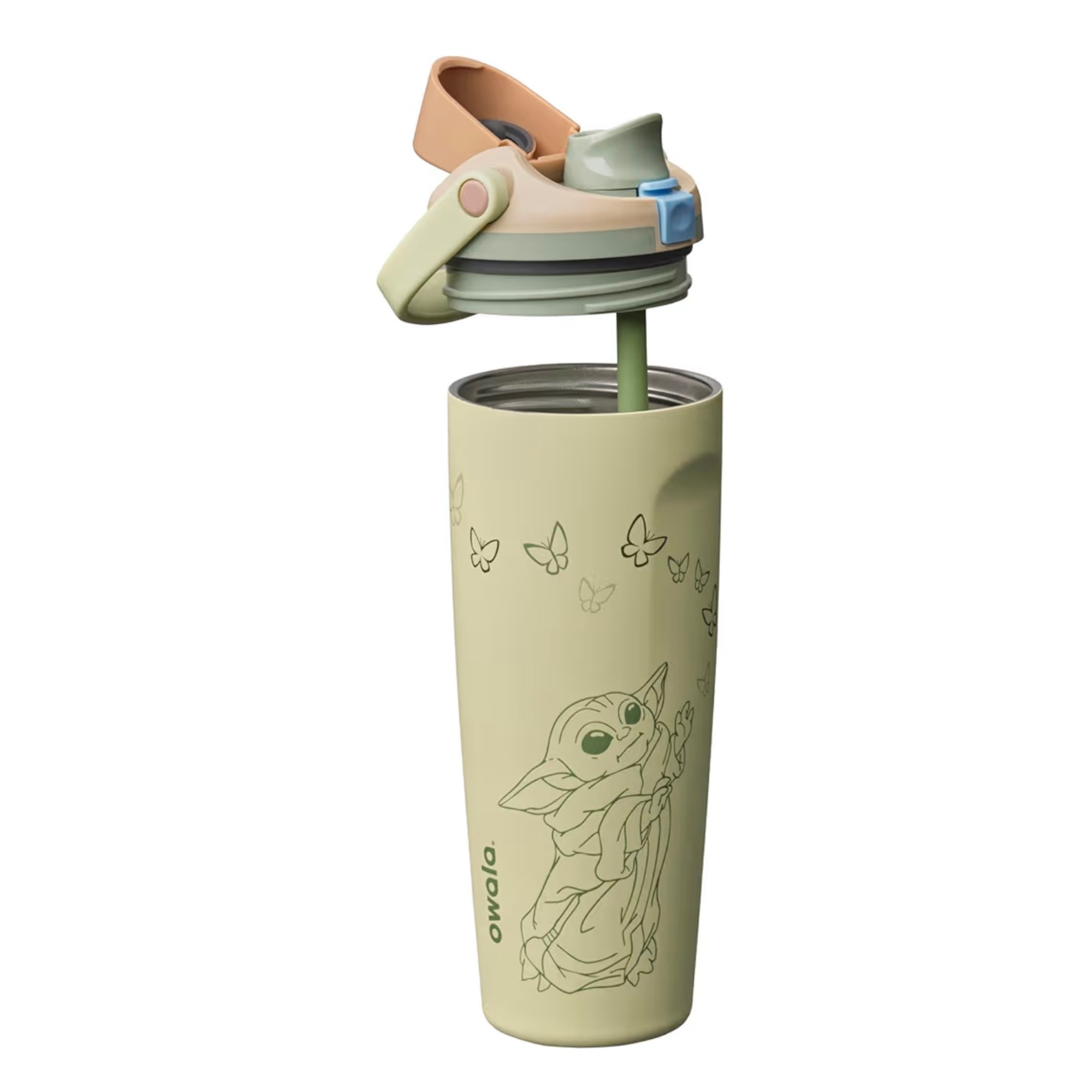 Owala FreeSip Sway 30oz Star Wars GroGu Baby Yoda - Light Green - Baby Yoda / Butterflies 